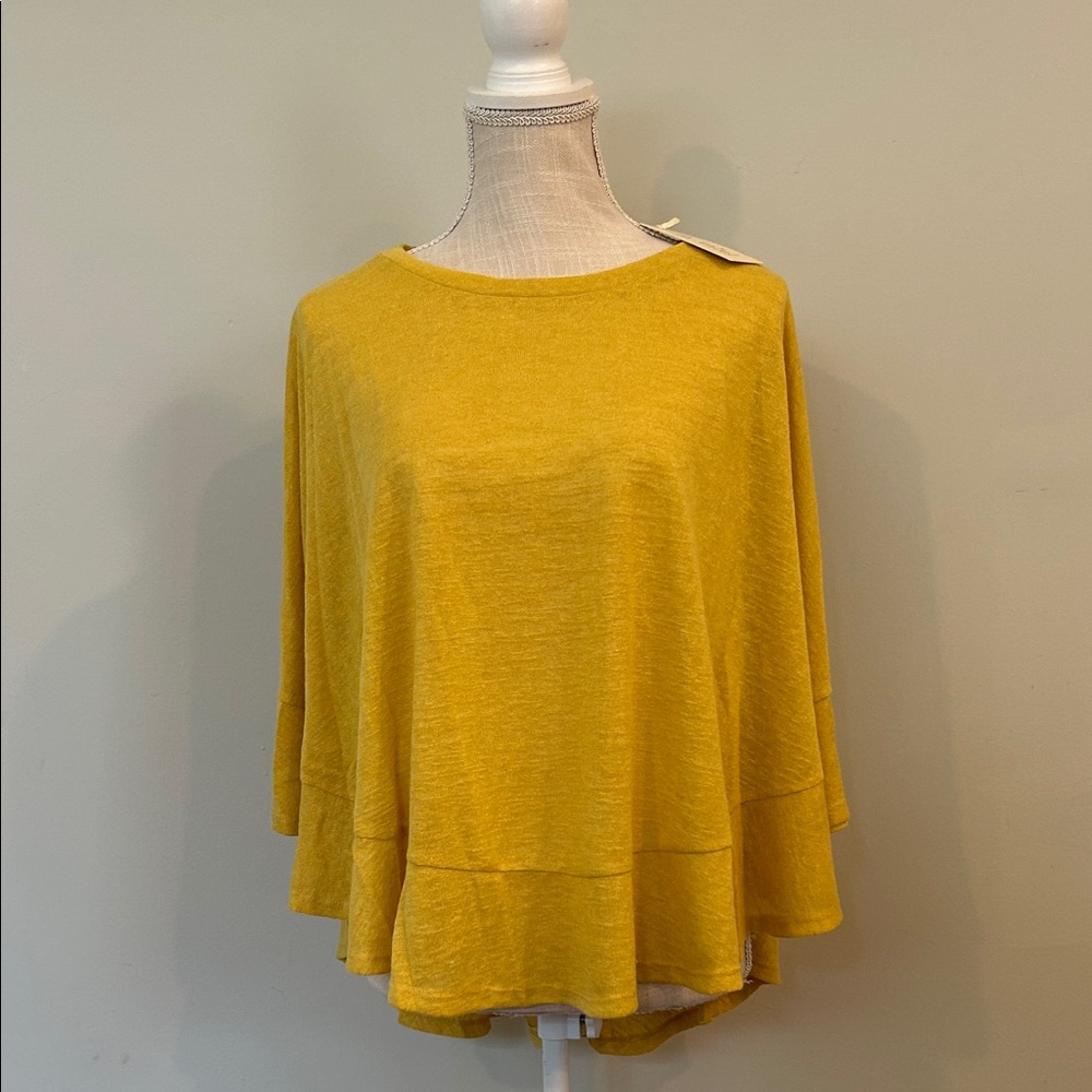NWT LA MIEL Yellow Tunic Cape Style Top